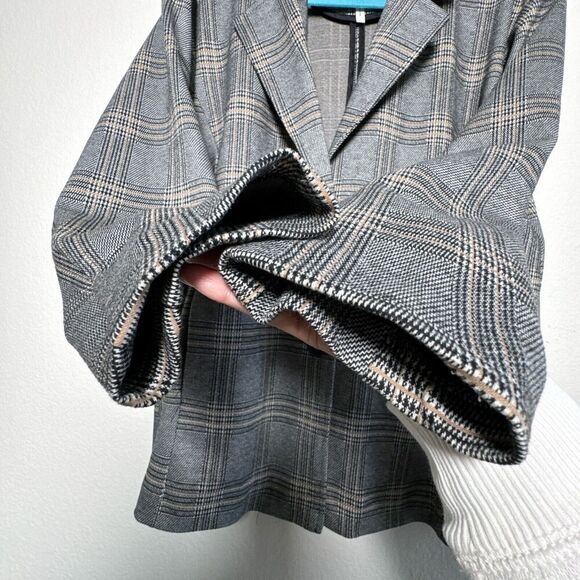 Anthropologie Avec Les Filles Longline Plaid Black Blazer Size PL - Picture 5 of 13
